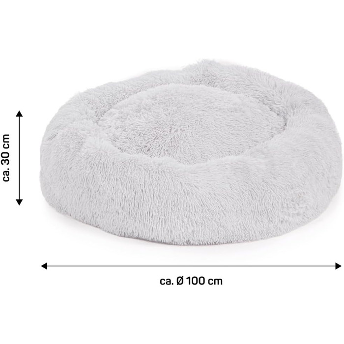 М'яке ліжко для собак Ceddie - кругла лежанка для собак, діаметр 100 см, світло-сіра