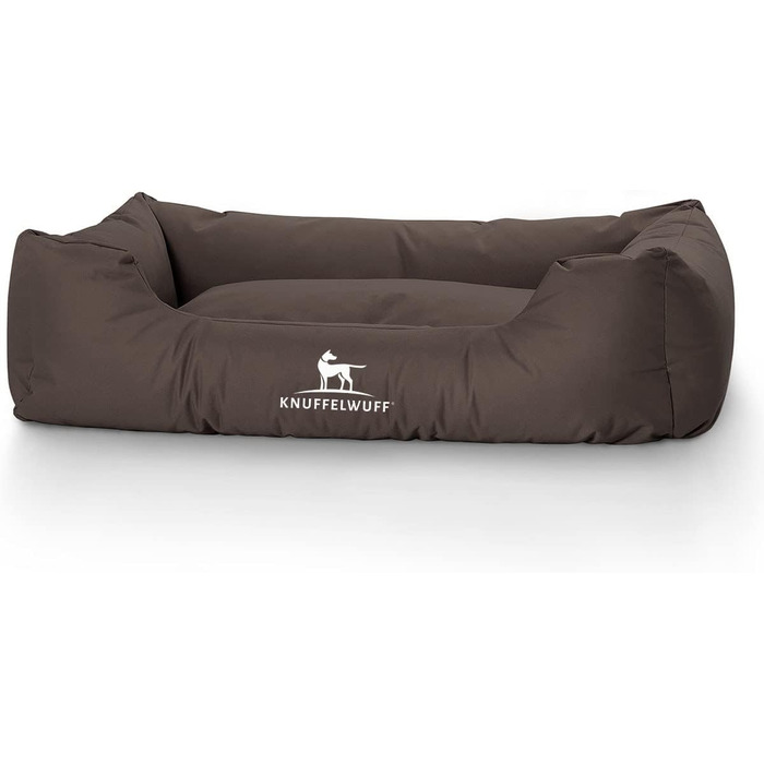 Ліжко для собак Knuffelwuff Finlay XL 105x75 см коричневе з нейлону, знімний чохол, високі борти, легко чиститься, для великих, середніх і малих порід