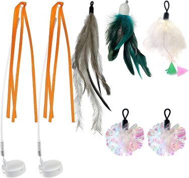 Іграшка для котів GoldenSun 3 в 1: електрична інтерактивна з USB-зарядкою, Whack-A-Mole, метелик, м'ячик, 6 насадок, комплект Y-7, білий колір