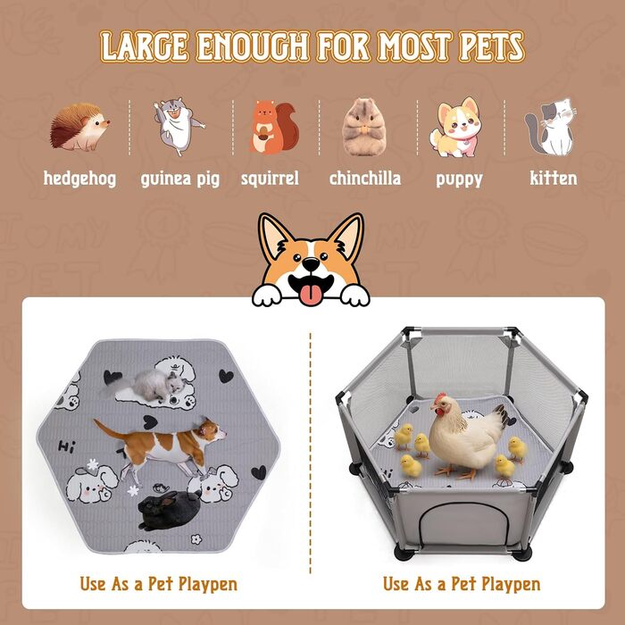 Квадратна переноска для цуценят, ігровий центр, матрац для собак, 122 x 65 см (сірий). Підходить для великих та малих порід.