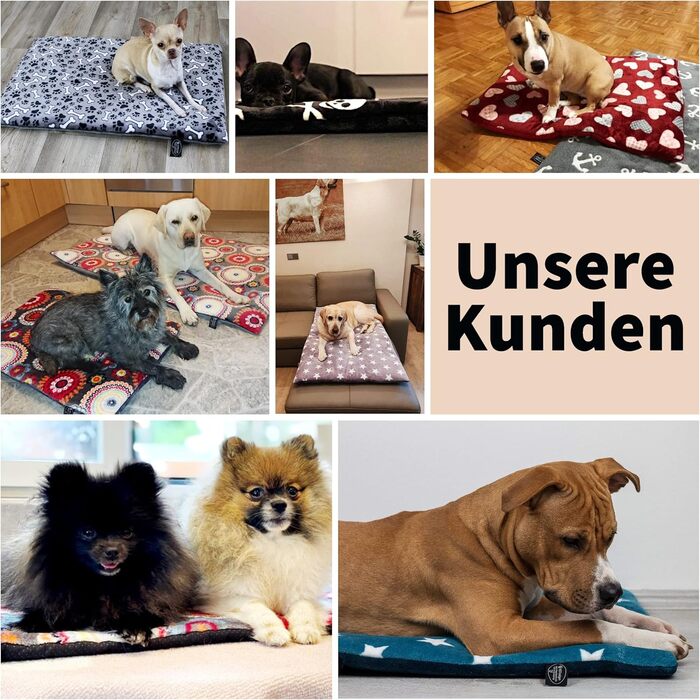 Лежак-мат для собак HS-Hundebett XS 45x65 см, двосторонній, з наповнювачем 3 см, сірий з лапкою, для дивана, авто і переноски, вироблено в Німеччині