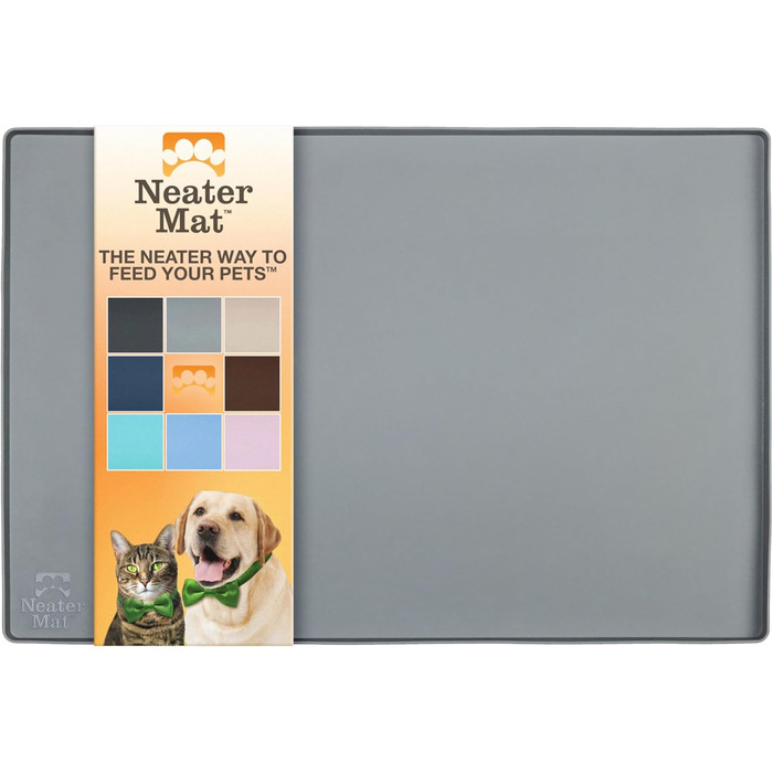 Силіконова підстилка для мисок собак і котів Neater Pet Brands, водонепроникна, сірий, 81,3×61 см, захист підлоги від їжі та води