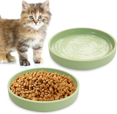 Набір мисок для котячого корму Apatal з силікону, 15 см, набір з 2 мисок для котів, широкі миски, для сухого та вологого корму, зелені