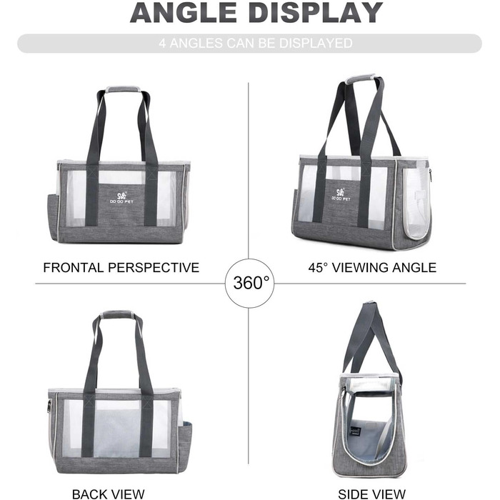 PETCUTE переносна сумка-переноска для собак та котів з виймальною підстилкою, бічні кишені, страховий поводок, дихаюча переноска для маленьких собак, схвалена авіакомпаніями, блакитна