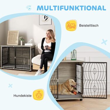 Клітка для собак PawHut - Будинок для великих собак, 100x60x73.5 см, сірий колір