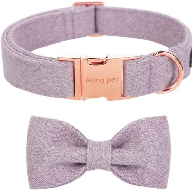 Нашийник для собак на Різдво Aring Pet, бавовняний нашийник з бантом, милий дизайн, з металевою застібкою, для великих собак (XL, лавандовий)