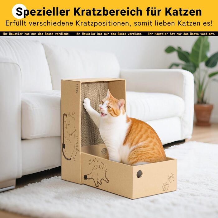 Ycozy Драбина-подряпування для котів з великою двосторонньою гофрокартонною поверхнею. Набір містить 2 коробки та 6 драбинок для котів. Міцні котячі меблі для заміни.