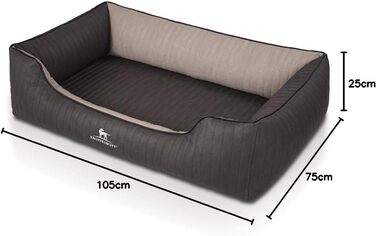 Ортопедичне собаче ліжко Knuffelwuff Outback XXL (120x85 см) з штучної шкіри - знімний чохол, легко мити, для великих, середніх та маленьких собак (Чорний/Сірий)