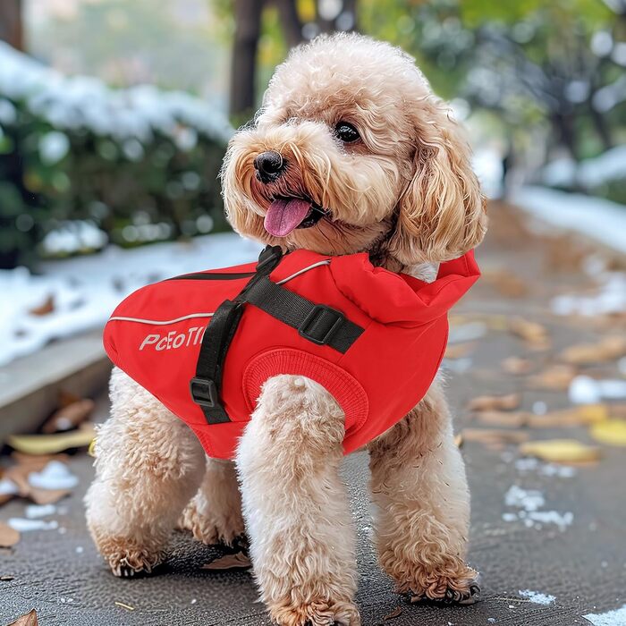 Водонепроникний теплий зимовий накидка для собак маленьких порід, світловідбиваючий, з дзвінком, бавовна, червоний, XXL