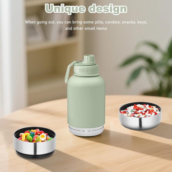 Турбопенал для собак на 950 мл – ізольована сталева фляга для води та миска для їжі, портативна фляга для собак без BPA, для подорожей, прогулянок та активного відпочинку (зелений колір, L)