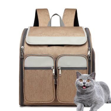 Транспортна переноска для котів та собак PJDDP, рюкзак для тварин з сітчастими вікнами, дихаюча та легка сумка для маленьких собак та котів, переноска для тварин, портативна та складана, хакі