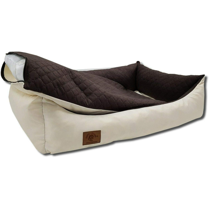Ліжко для собак Odolplusz XXL - велике, м'яке, з можливістю прання | Розмір 100 x 70 x 19 см (Колір: Коричнево-бежевий)