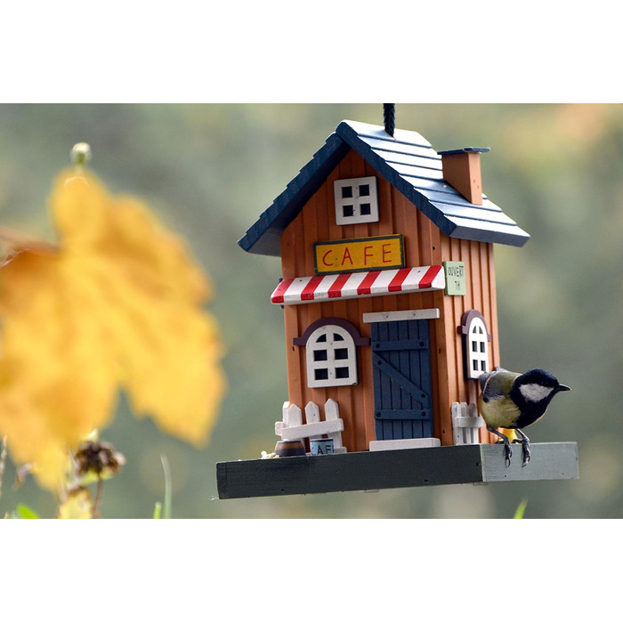 Дім для птахів Dobar® 25119FSC - дерев'яна годівниця для птахів у стилі Вестерн, 18x18x23 см, кольоровий (кафе)