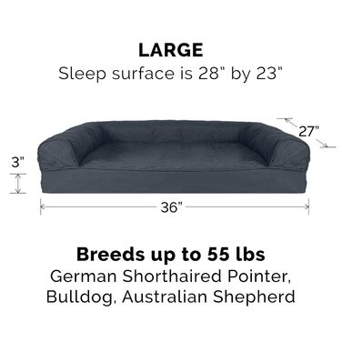 Гіркий собачий лежак Furhaven з охолоджуючим гелевим шаром, плюшевим покриттям та декором у стилі Південно-Західного Келіму, стиль дивану з знімним, пральним чохлом, фіолетово-сірий, розмір L. Охлаждаючий гель, ортопедичний пінополіуретан (91 x 69 x 17 см