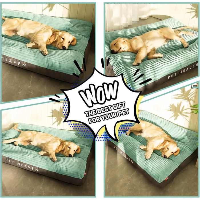 Килимок для собак Petcute великих та середніх порід, м'який, знімний, дихаючий, з неслизьким дном, зелений