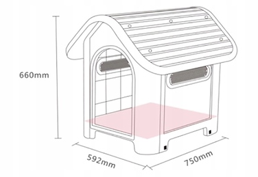 Будка-будиночок для собак малих порід з вбудованим туалетом Lanco, біла, поліпропілен (PP)