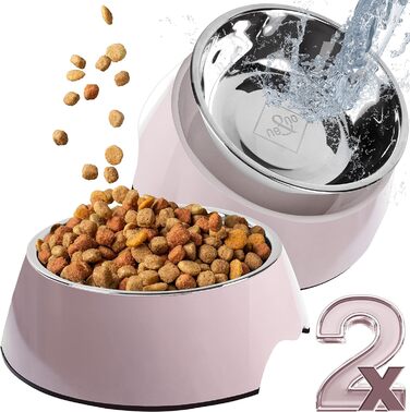 Набір мисок для корму ne&no® для собак та котів (S, 170 мл, 2 шт.) - нековзні миски для тварин, Malve