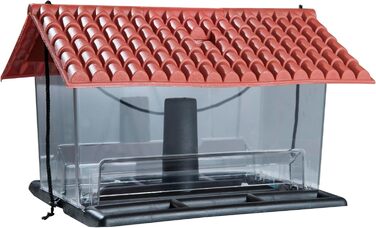 Годівниця для птахів Windhager Ranch, прозора, червона, з мотузкою, 31 x 22 x 20 см