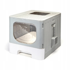 Відкритий лоток для котів Nobleza, сірий, з ручкою, 48,5 см x 38,5 см x 38,2 см