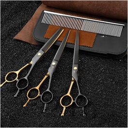 Набір ножиць для грумінгу собак: нержавіюча сталь, прямі та вигнуті ножиці для догляду за шерстю