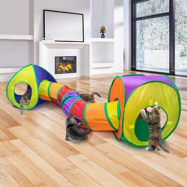 Туннель для котів 3 шт. Складаний тунель-іграшка для кошенят, цуценят та кроликів - ідеально для дому та на вулицю