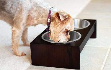 PetFusion елегантна годівниця з масиву дерева, коротка, 41x22x10 см