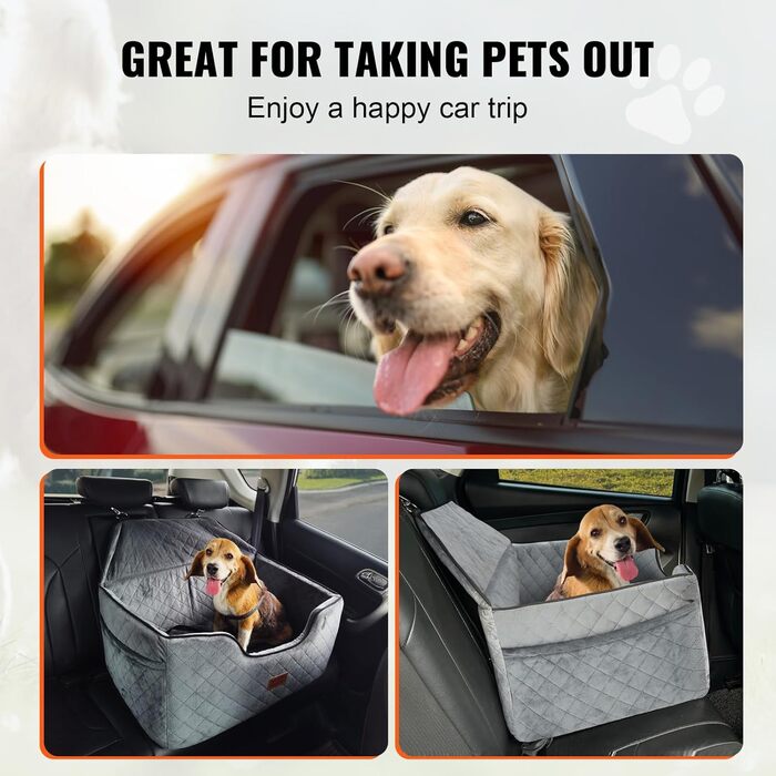 Автокрісло для собак VEVOR - підйомник для собак у машину з кишеню, безпечна прив'язка, гумова наповнювач, ліжко для собак середніх та великих порід (до 25 кг)