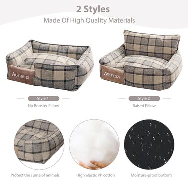 Ортопедичне ліжко для собак PETCUTE, середнього та великого розміру, знімний та пральний чохол, неслизьке дно, м'яке диван-ліжко, сірий колір, M, класичний сірий