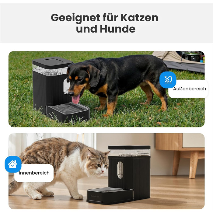 Автоматичний диспенсер води для собак та котів Gardner Pet 6.5L, годівниця, не потребує електрики, з нержавіючою чашею, велика ємність, BPA-free, безшумна, чорний