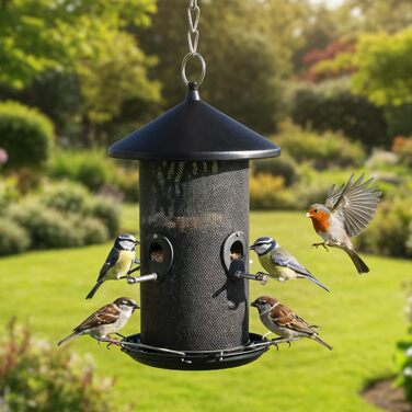 Преміум годівниця для птахів ZooPrinz XL з міцними кільцями та дахом – стійка до погодних умов та довговічна – легко підвішується за допомогою сталевого тросу – 2 моделі на вибір