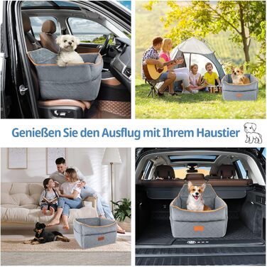 Підвищення для собак, сіре, до 15 кг, знімний, миючий, з кишенями для зберігання, для передніх та задніх сидінь