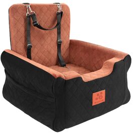 Автокрісло для собак GLENSLAVE підвищене, з піною пам'яті, чорно-коричневе. Для дрібних та середніх порід.