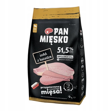 Сухий корм для собак Pan Mięsko з індиком та фазаном, гранули S, 9 кг