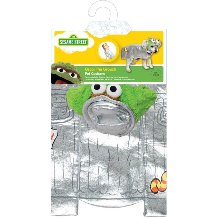 Костюм для собак Pet Krewe Oscar The Grouch, X-Large, для маленьких, середніх, великих та екстра-великих собак, ідеально для Хелловіну, Різдва, вечірок, фотосесій, подарунок для любителів собак, срібний