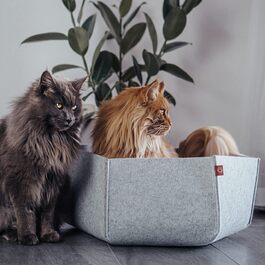 Лежак для котів CanadianCat AVA з фетру, сірий – котяче гніздо, корзина, подушка, місце для відпочинку, ліжко для домашніх тварин