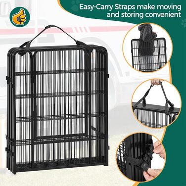 Клітка для цуценят Yaheetech 16-частинна з фіксацією, переносна для собак, ідеальна для дому та саду, легка збірка (80см, 24шт)