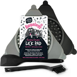 Licky Mats від Bugalugs для собак та котів: килимок для годування, зменшує стрес, 2 шт. + шпатель + щітка