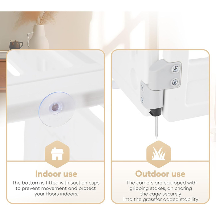 Клітка-манеж для собак, 61 см, 4 панелі, з дверцятами, білий пластик. Зручна та портативна клітка для цуценят та маленьких собак