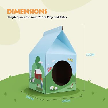 Nobleza Будинок для котів з картону з когтеточками та котячою м'ятою, простий у збиранні, когтеточки для котів, печеринка для котів, для закритих приміщень (2 шт.)