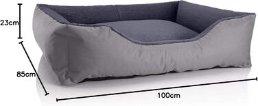 Ліжко для собак BedDog Teddy XL, сіро-сіре, з бортиками, з кордури та мікрофібри, для дому і вулиці, квадратне, знімний чохол