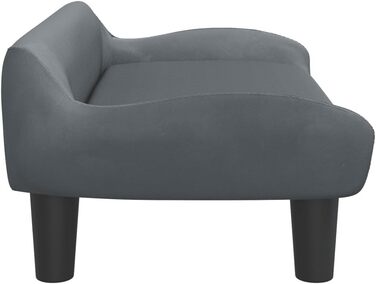 М'яке ліжко для собак та котів з велюру, 70x40x24 см, темно-сірий колір