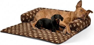 М'який килимок для собак на диван – ковдра для собак, ліжко для собак на диван – ручна робота, з бортиком, можна прати до 90°C, особливо м'який – розмір XL, приблизно 117x97x15 см (плюш, коричневий)