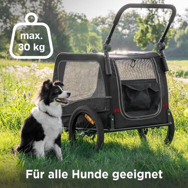 Легкий велосипедний візок для собак 2-в-1 – для собак вагою до 30 кг, складаний, з кулером, прапорцем безпеки та м'яким килимком, сумісний з електровелосипедами