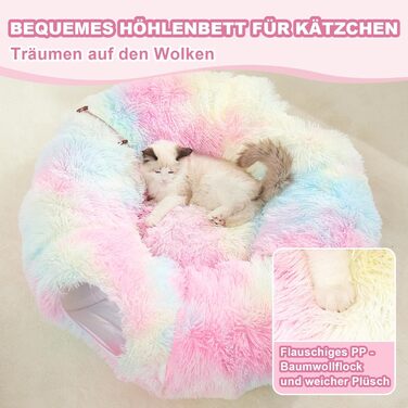 Тунель-ігровий комплекс для котів з лежаком, XXL, з бавовняного плюшу, з іграшками, для котів, кроликів, ховрашків, кольоровий