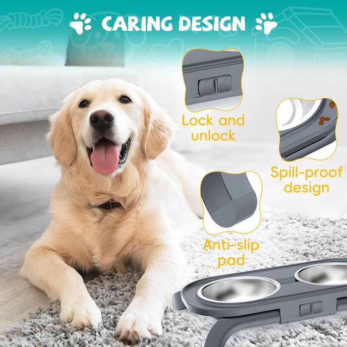 Підвищені миски для котів та собак Carehabi: набір мисок для їжі та води з антиковзкими ніжками