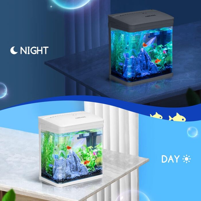 Nobleza Нано-акваріум 7 л з LED підсвічуванням і фільтром, білий, для тропічних риб