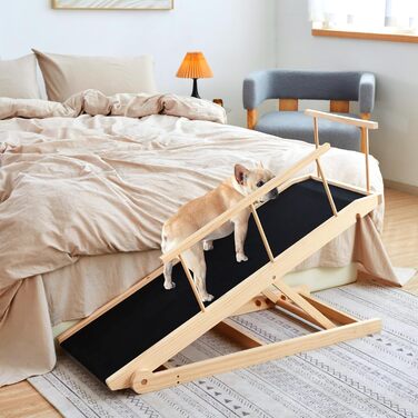 Рампа для собак на ліжко та диван, 5 ступенів, регульована, для маленьких та великих собак (дерево, 115 см)