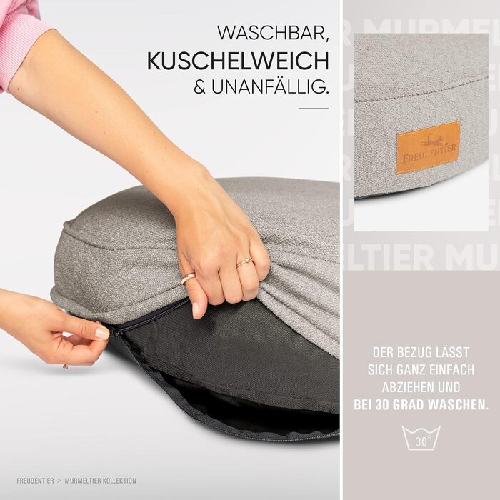Килимок для собак Freudentier XXL круглий - Ергономічне ліжко для собак, що можна прати - М'який корзинка для собак - Виготовлено в ЄС - Килимок для собак великих собак & ліжко для собак середніх собак (темно-сірий, 100 см) ⌀ 100 см Темно-сірий