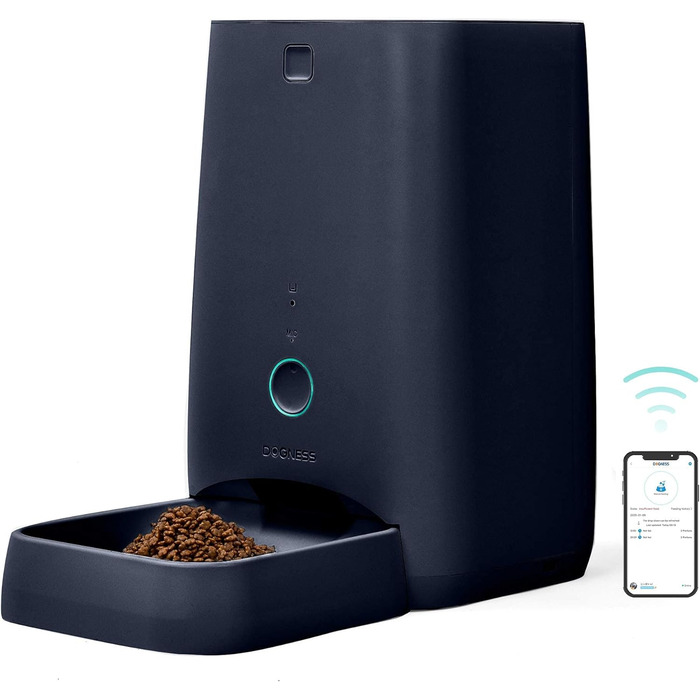 Автоматичний дозатор корму для собак DOGNESS 9L - програмований, з таймером, для великих собак, контроль порцій, білий/блакитний