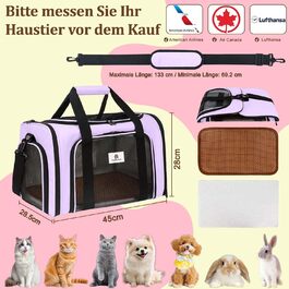 Транспортна сумка для котів та маленьких собак – складана переноска з гарною вентиляцією. Сумка-переноска з вологостійким вкладишем для безпечного транспортування до ветеринара, у подорожах та в авто (фіолетовий)